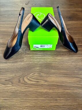 Sam Edelman Black Leather “Terra”Slingback Block Heels